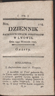 Dziennik Patryotycznych Politykow w Lwowie. R. 1795 Nr 214