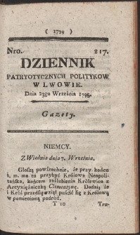 Dziennik Patryotycznych Politykow w Lwowie. R. 1795 Nr 217