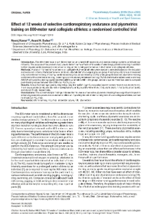 Eﬀect of 12 weeks of selective cardiorespiratory endurance and plyometrics training on 800-meter rural collegiate athletes: a randomised controlled trial