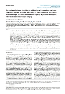 Comparisons between chest trunk mobilization with sustained maximum inspiration and ﬂow incentive spirometry on chest expansion, respiratory muscle strength, and functional exercise capacity in patients undergoing video-assisted thoracoscopic surgery