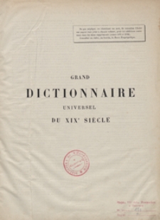 Grand dictionnaire universel du XIXe siècle : français, historique, géographique, mythologique, bibliographique, littéraire, artistique, scientifique, etc., etc. Tome sixième