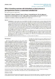 Eﬀect of breathing exercises with biofeedback on blood pressure in pre-hypertensive women: a randomised controlled trial