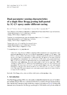 Dual-parameter sensing characteristics of a single fiber Bragg grating half-pasted by 1C-LV epoxy under different curing