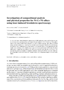 Investigation of compositional analysis and physical properties for Ni-Cr-Nb alloys using laser-induced breakdown spectroscopy