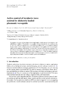 Active control of terahertz wave assisted by dielectric loaded plasmonic waveguide