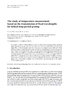 The study of temperature measurement based on the transmission of fixed wavelengths for helical long-period grating