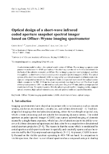 Optical design of a short-wave infrared coded aperture snapshot spectral imager based on Offner–Wynne imaging spectrometer