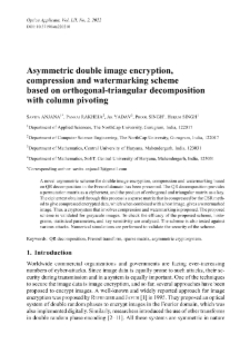 Asymmetric double image encryption, compression and watermarking scheme based on orthogonal-triangular decomposition with column pivoting