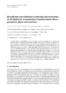 Broadband convolutional scattering characteristics of all dielectric transmission Pancharatnam–Berry geometric phase metasurfaces