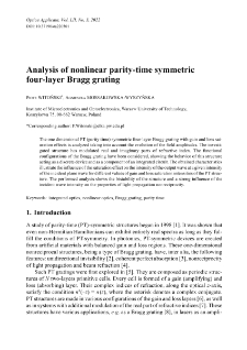 Analysis of nonlinear parity-time symmetric four-layer Bragg grating