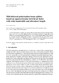 Mid-infrared polarization beam splitter based on square/circular hybrid air holes with wide bandwidth and ultrashort length