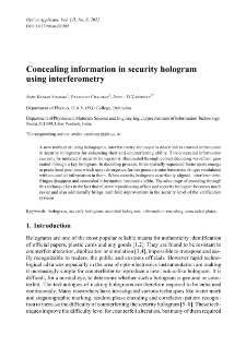 Concealing information in security hologram using interferometry