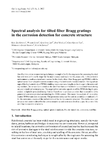 Spectral analysis for tilted fiber Bragg gratings in the corrosion detection for concrete structure