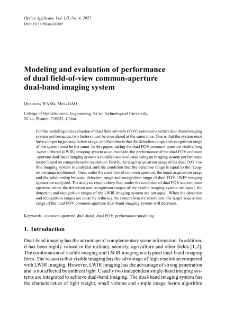 Modeling and evaluation of performance of dual field-of-view common-aperture dual-band imaging system