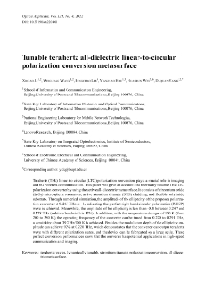 Tunable terahertz all-dielectric linear-to-circular polarization conversion metasurface