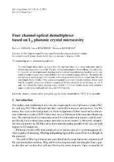 Four channel optical demultiplexer based on L2 photonic crystal microcavity