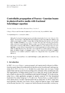 Controllable propagation of Pearcey–Gaussian beams in photorefractive media with fractional Schrödinger equation