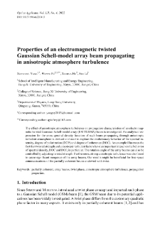 Properties of an electromagnetic twisted Gaussian Schell-model array beam propagating in anisotropic atmosphere turbulence