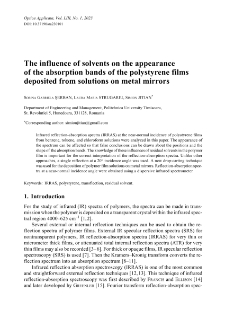 The influence of solvents on the appearance of the absorption bands of the polystyrene films deposited from solutions on metal mirrors