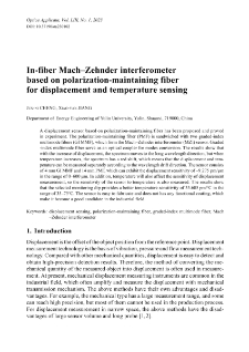 In-fiber Mach–Zehnder interferometer based on polarization-maintaining fiber for displacement and temperature sensing