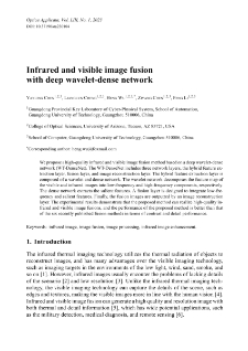 Infrared and visible image fusion with deep wavelet-dense network