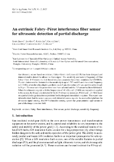 An extrinsic Fabry–Pérot interference fiber sensor for ultrasonic detection of partial discharge