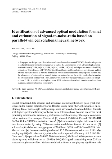 Identification of advanced optical modulation format and estimation of signal-to-noise-ratio based on parallel-twin convolutional neural network