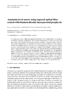 Ammonia level sensor using tapered optical fiber coated with titanium dioxide-incorporated porphyrin