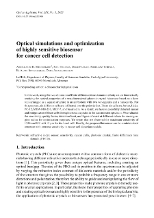 Optical simulations and optimization of highly sensitive biosensor for cancer cell detection