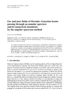 Far and near fields of Hermite–Gaussian beams passing through an annular aperture and its numerical simulation by the angular spectrum method