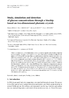 Optica Applicata, Vol. 53, 2023, nr 4Study, simulation and detection of glucose concentrations through a biochip based on two-dimensional photonic crystals