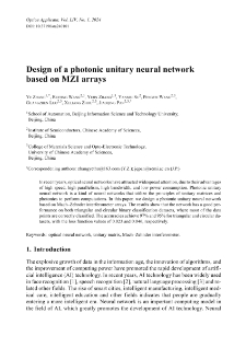 Design of a photonic unitary neural network based on MZI arrays