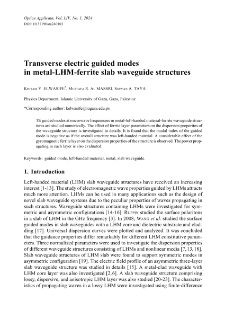 Transverse electric guided modes in metal-LHM-ferrite slab waveguide structures