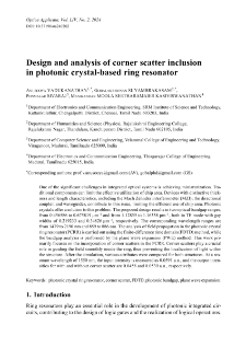 Design and analysis of corner scatter inclusion in photonic crystal-based ring resonator