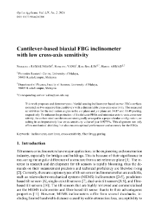 Cantilever-based biaxial FBG inclinometer with low cross-axis sensitivity