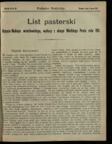 List pasterski Księcia-Biskupa wrocławskiego, wydany z okazyi Wielkiego Postu roku 1911