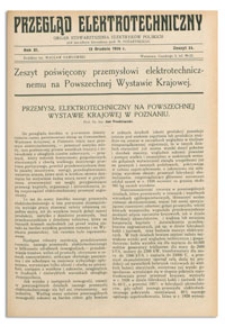 Przegląd Elektrotechniczny. Rok XI, 15 Grudnia 1929, Zeszyt 24