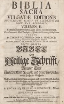 Biblia Sacra Vulgatae Editionis Auctoritate Sixti V Et Clementis XVIII [...] Recognita = Bibel Oder Heilige Schrifft. Vol. 2. – Ed. 4