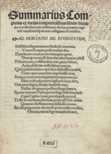 Summarius Computus ex varijs computualibus libris breviter recollectus cum additione declarationum capituli uniuscuiusq[ue] denuo castigatus et revisus