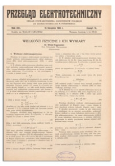 Przegląd Elektrotechniczny. Rok XVI, 15 Sierpnia 1934, Zeszyt 16