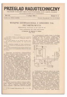 Przegląd Radjotechniczny. Rok XII, 1 Lutego, 1934, Zeszyt 3-4