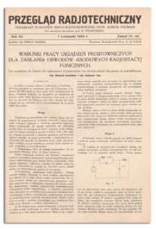 Przegląd Radjotechniczny. Rok XII, 1 Listopada, 1934, Zeszyt 21-22