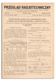 Przegląd Radjotechniczny. Rok XII, 1 Grudnia, 1934, Zeszyt 23-24