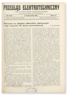 Przegląd Elektrotechniczny. Rok XVIII, 15 Października 1936, Zeszyt 20