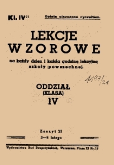 Lekcje wzorowe na każdy dzień i każdą godzinę lekcyjną szkoły powszechnej : oddział (klasa) IV, z.21