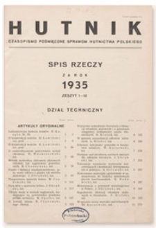 Hutnik : czasopismo poświęcone sprawom hutnictwa polskiego. R. 7, wrzesień 1935, Zeszyt 9