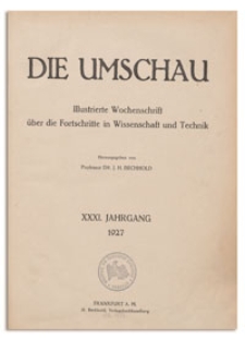 Die Umschau : Illustrierte Wochenschschrift über die Fortschritte in Wissenschaft und Technik. 31. Jahrgang, 1927, Heft 6