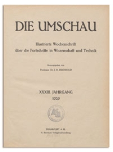 Die Umschau : Illustrierte Wochenschschrift über die Fortschritte in Wissenschaft und Technik. 33. Jahrgang, 1929, Heft 30