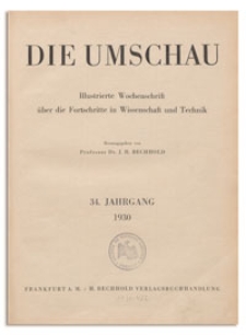 Die Umschau : Illustrierte Wochenschschrift über die Fortschritte in Wissenschaft und Technik. 34. Jahrgang, 1930, Heft 14