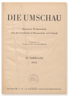 Die Umschau : Illustrierte Wochenschschrift über die Fortschritte in Wissenschaft und Technik. 38. Jahrgang, 1934, Heft 50